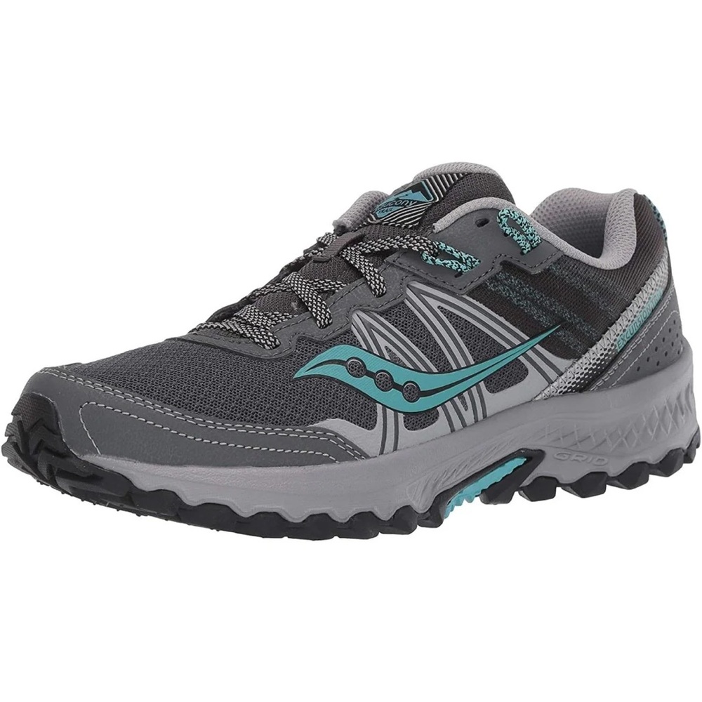 Saucony Excursion Trail Running Shoes - Charcoal and Aqua
